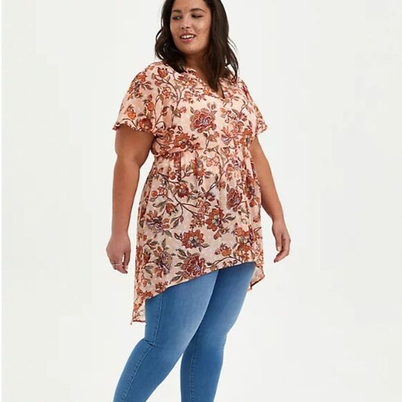 Torrid NWT 1X lexie pearl chiffon blouse high low - Picture 1 of 14